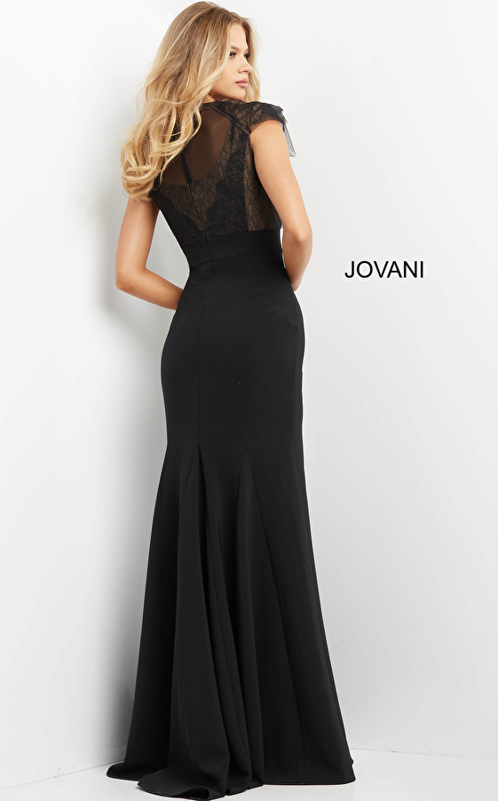 Jovani 05675 Black Ruched Bodice Empire Waist Evening Dress